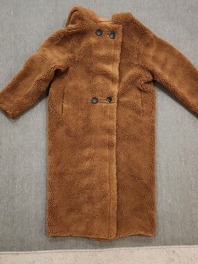 NWOT Teddy Wool Coat Cozy Long Teddy Coat in Rich Brown